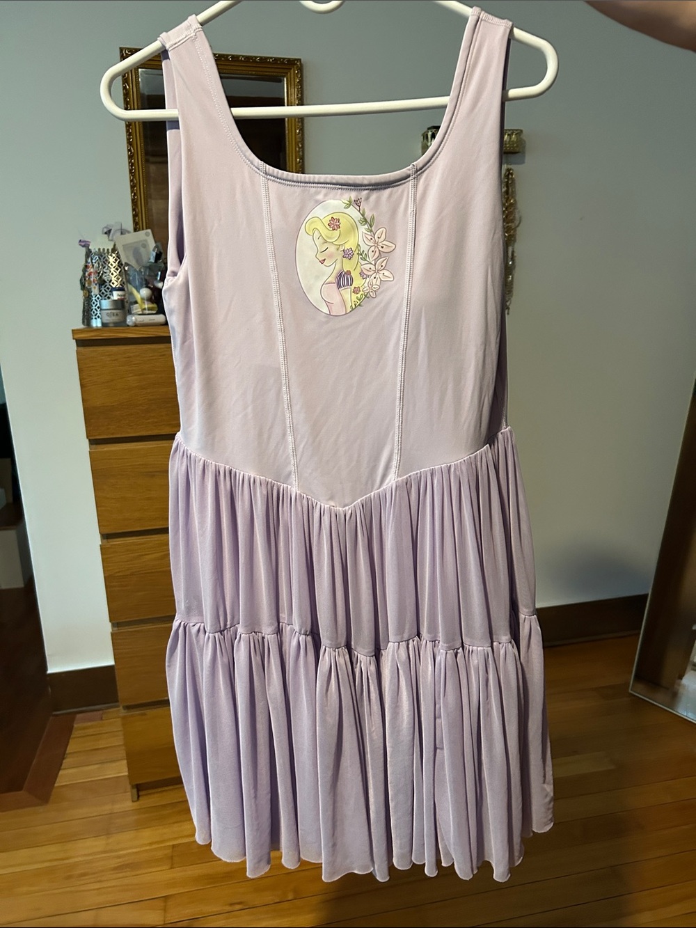 Lilac Tiered Sleeveless Dress with Floral Girl Patch